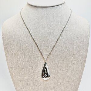 VTG Sterling Silver 925 Teardrop Beaded Design Pendant Necklace Size 18" Length